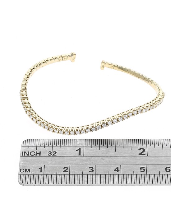 Diamond Wave Cuff Bracelet in Yellow Gold